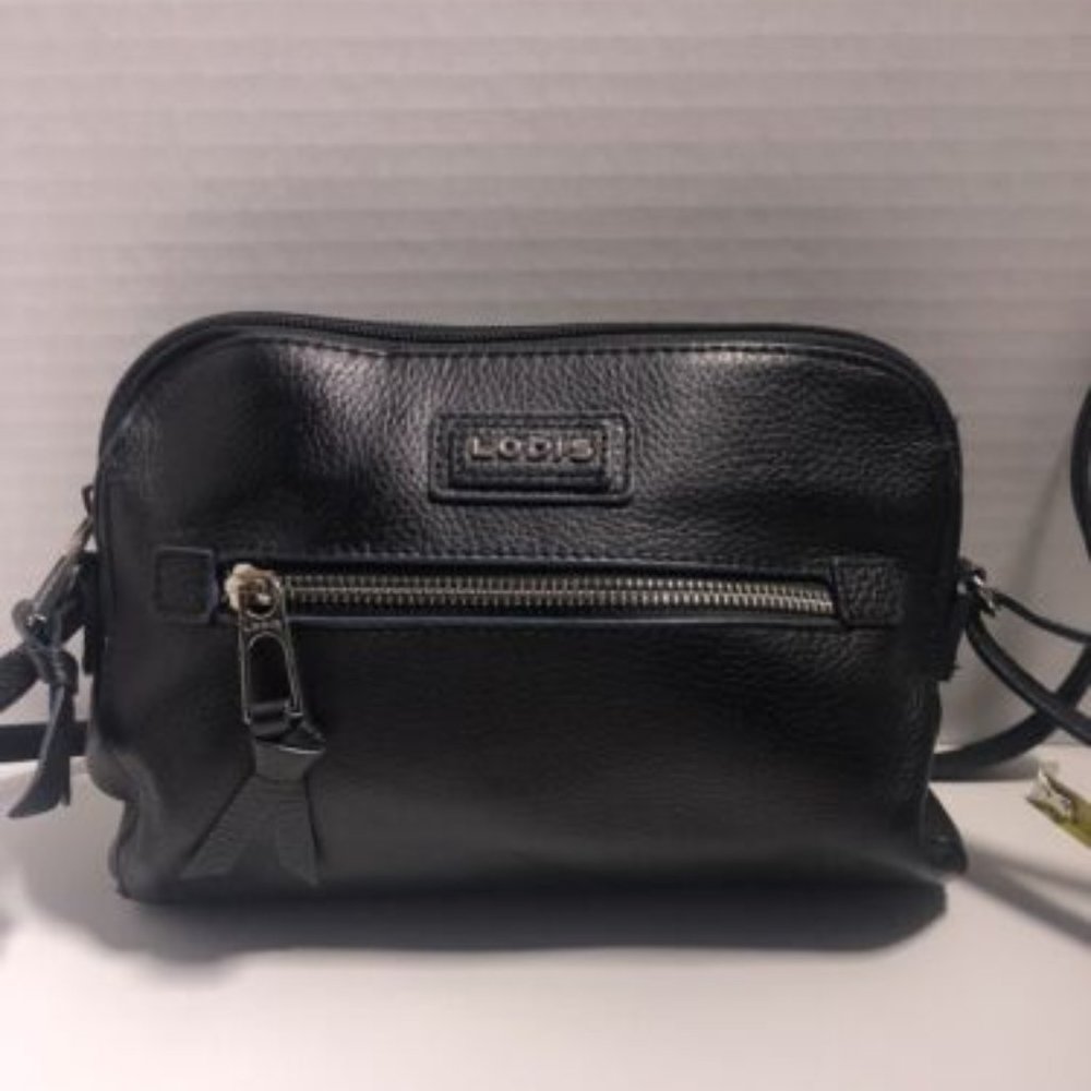 LODIS PEBBLE LEATHER CROSSBODY BAG IN BLACK